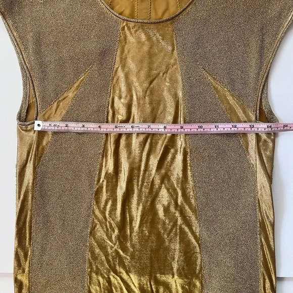 Bottega Veneta Square Neckline Gold Midi Dress Women Size XS, US2, IT38 - Picture 10 of 14